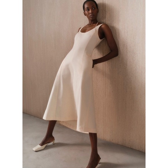 NWOT VINCE Cotton Blend Seamed Tank Midi Dress In Rose Nectar US 16 $498 - Picture 1 of 10